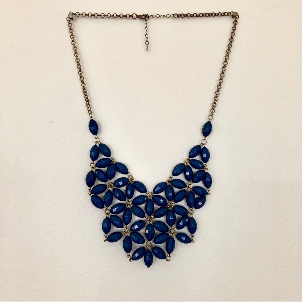 Blue beaded statement necklace